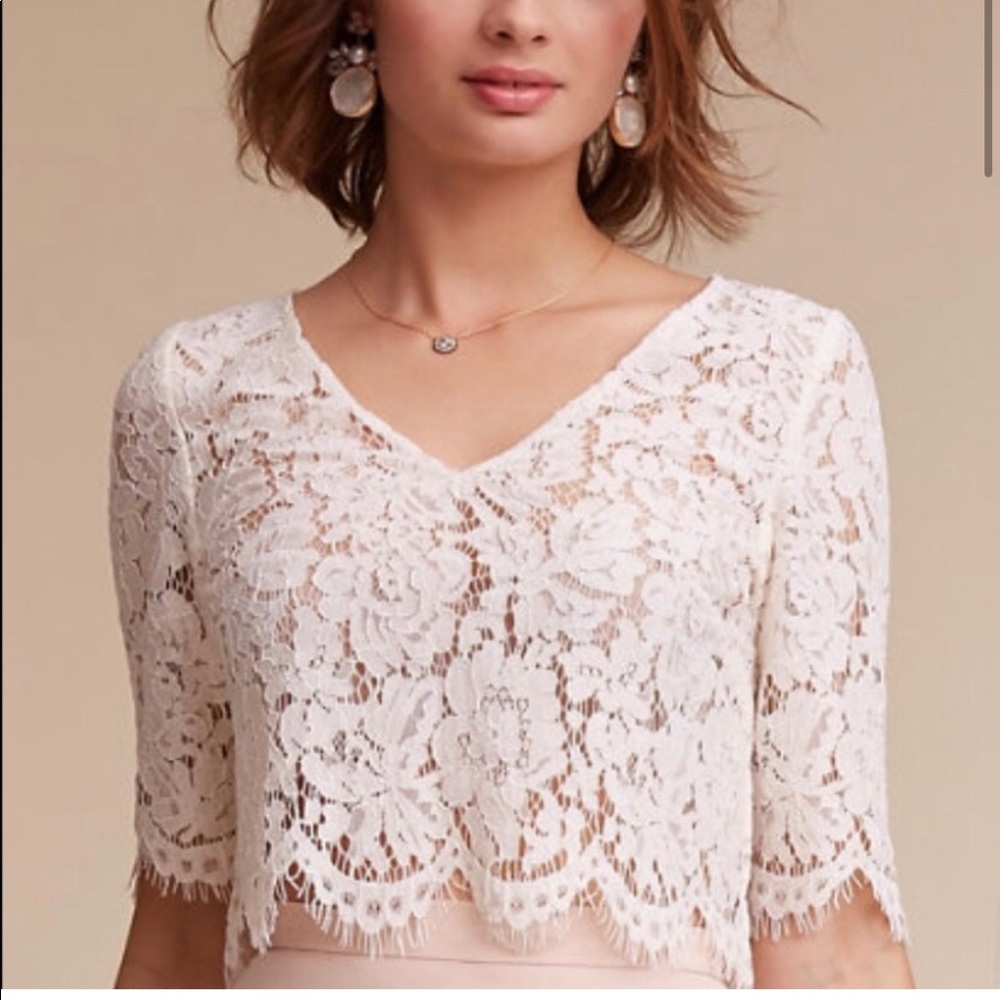 Jenny Yoo Libby Lace crop top in Ivory 🕊small